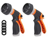 Garden Hose Nozzle, Heavy Duty Water Hose Spray Nozzle, High Pressure Hose Nozzle Sprayer with 8 Adjustable Patterns,Ideal for Gardening, Car Wash, Pet Shower 2Pack