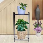 D&V ENGINEERING - Creative in innovation Metal 2-Tier Indoor Outdoor Multipurpose Plant Stand Rack, Flower Pot Display Shelf - Black