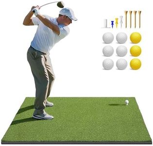 Aupekro Golf Mat, 100x150CM Golf Hitting Mat, Thickened Artificial Turf Golf Practice Mats with 9 Balls, 8 Tees, Indoor & Outdoor Golf Training Matts for Backyard, Garage, Driving Range, Simulators