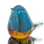 H&D Hyaline&Dora Hand Blown Blue Glass Bird Figurine, Art Glass Animal Sculpture,Handmade Glass Bird Paperweight for Table Decor