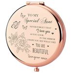 GAOLZIUY Compact Mirror Gifts for Aunt, Rose Gold Special Aunt Compact Mirror for Auntie, Birthday Gifts for Aunt from Niece for Aunt Birthday, Mothers Day Wedding Anniversary Christmas