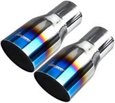 Upower Pack of 2 Blue Burnt Exhaust Tip 2.5" Inlet 3.5" Outlet 7.75 long 304 Stainless Steel 2.5" to 3.5" Exhaust Tail Pipe Tips Weld On Single Slant Cut