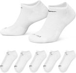 Nike Dri-Fit Training Everyday Plus MAX Cushioned No-Show Socks 6 Pair, White | Black, Medium