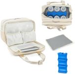 GEMIU Breastmilk Cooler Bag with Ice Pack,Fits 6 Baby Bottles Up to 9 Ounce Breast Milk Cooler Travel Bag Compatible with Wearable Breast Pumps & Accessories for Nursing Mom Daycare Cream
