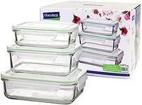 Glasslock (GL-640, 1x 400ml, 1x 715ml, 1x 100ml) Rectangular Glass Food Container - Microwaves Type