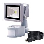 HANNAHONG 10W LED Motion Sensor Flood Light Plug in,PIR Induction Lamp,Dusk to Dawn Outdoor Auto ON/Off Spot,Security,Work Light,6500K Daylight,IP66 Waterproof,for Garage Yard Patio Porch Lighting