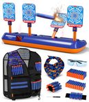 Lehoo Castle Nerf Target, Kids Toys for 3 4 5 6 Year Old Boys, Electronic Digital Target for Nerf Gun, 3-9 Year Old Gifts Shooting Game with 60 Bullets Vest (Blue)