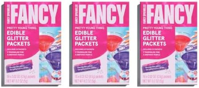Fancy Sprinkles Pretty Young Thing Edible Glitter Packets | Tourmaline Pink & Amethyst Purple | 3-Pack Pink & Purple Drink Glitter for Cocktails & Champagne | Bachelorette Party Pack | 30 Packets