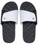 Showaflops Men's Casual Trendy Slip-Resistant Lightweight Sandal, Black/White, 13-14