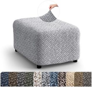 PAULATO BY GA.I.CO. Ottoman Slipcover - Stretch Stool Sofa - Pouf Protector for Pets and Kids - Soft Ottoman Cover - Durable Furniture Slipcovers - Microfibra Print Collection - Venezia Grey