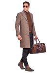 LURE URBAN Men Solid Winter Wear Single Breasted Stylish OverCoat Brown Size L