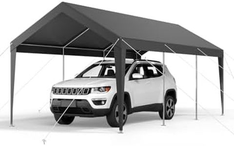 VEVOR Carport, 10 x 20 FT Outdoor Car Canopy, Potable Carport, Heavy Duty Galvanized Car Shelter, UV-Resistant & Water-Resistant, All-Season Protection, Storage Shed for Car Boat Motorcycle Grey