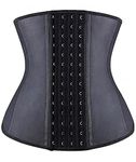 YIANNA Waist Trainer for Women Latex Underbust Waist Corsets Cincher Hourglass Body Shaper 4 Hooks, Black, XXL