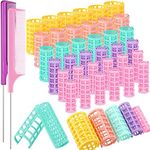 WILLBOND 36 Pieces Plastic Hair Roller 5 Sizes Curlers Self Grip No Heat Hair Rollers with 2 Pieces Steel Pintail Combs for Short Long Hair Salon Barber Hairdressing Styling Tools