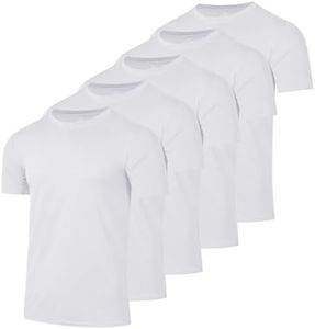 Real Essentials 5 Pack: Youth Dry-Fit Wicking Active Athletic Performance Short Sleeve T-Shirt Boys & Girls Shirts-Set 6,Small (6-7)