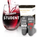 CNVOILA Teacher Appreciation Gifts, Teacher Graduation Gifts, Funny Wine Glass, White Elephant Gifts Present, Thanksgiving Gifts For Teachers Women - Stemless Wine Glass Funny Gifts