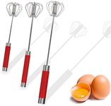 3 Pieces Stainless Steel Egg Whisk, 10"/12"/14" Semi-Automatic Hand Push Mixer for Cooking Egg Beater, Milk Frother, Hand Push Rotary Whisk Blender, Dishwasher Safe