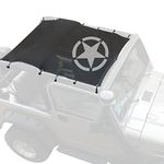 Sunshade for 1996-2007 Jeep Wrangler TJ Full Length Mesh Sun Shade, TJ Sunshade Bikini Soft Top Cover Net, Blocks UV, Wind, Noise, Black Star