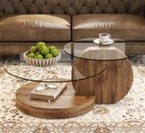 CORSICA DESIGNS | Modern Coffee Table for Living Room | 100% Natural Solid Wood & Toughened Tops | Wooden Built | 3 and 4 Seater Sofa Tables (Bunch Nesting Tables (Glass Top))