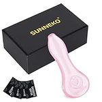 SUNNEKO Glass Pipe, 7 Holes Pipe Bowl Thick and Heat Insulated, Purely Handmade, Heat-Resistant, Odorless, Small and Portable, Beautifully Packaged Gift, Pink, 11 cm