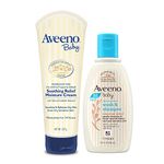 Combo pack Aveeno Baby Soothing Relief Moisture Cream (227g) + Wash and Shampoo (100ml) | With natural oat extract | Hypoallergenic, pediatrician recommended | Cleanses, nourishes, soothes & protects baby's sensitive skin