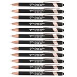 NGTSFLY 12 pcs Personalized Pens with Name or Logo Black Ink Custom Ballpoint Pen with Free Engraving Customized Gift for Women Men Office Business (Black)