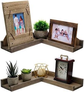 Excello Global Products Wooden L Shaped Corner Shelves: Ready to Hang Home Decor for the Living Room, Bedroom, Office, Kitchen or Bathroom (2 Pack)