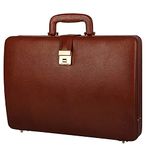 Genuine Leather Briefcase Laptop Compartment Expandable Features High-Security Combo Number Lock Briefcase Bag for Men Medium Briefcase RC746-TN (Tan)