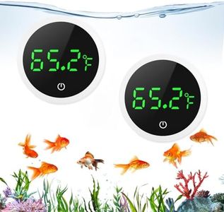 LOFICOPER Digital Aquarium Thermometer, Stick-on Fish Tank Thermometer, Small Temperature Sensor with Touch Screen, ±0.1℉ High Precision, Battery, for Fish, Axolotl, Turtle, 2 Pack