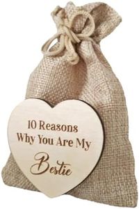 Why You are My Friend Jute Bag | Wood Heart Tokens Jute Bag | Portable 10 Reasons Why You are My Bestie Jute Bag for Friends Boys Girls Puchen