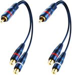 tunghey 2Pack RCA Splitter 1 Male 2 Female 2 Pack, RCA Y Splitter RCA Cable Audio Video Splitter Adapter Extension Cord for Subwoofer Speaker (0.2M)