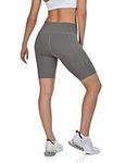 TCA Women's High Waisted Yoga Shorts – Tummy Control Buttery Soft Biker Shorts with 2 Open Side Pockets for Running, Gym, and Workout - Charcoal, XS