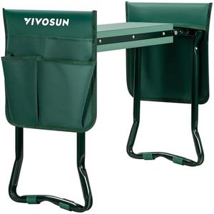 VIVOSUN Portable Garden Kneeler Seat Foldable Garden Bench with EVA Foam Pad 2 Tool Bags for Outdoor Gardening, Green