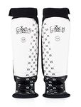 Fairtex SP6 Muay Thai Shin Guards for Men, Women, Kids | Shin Guards Made with Neoprene Material & are Premium, Lightweight & Durable | Reinforced Paddings on The Shins (White/Black/Medium)