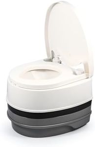 Camco Premium Portable Travel Toilet - 2.6 gallon - Three Directional Flush and Swivel Dumping Elbow (41535)