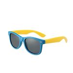 Komonee Kids Flexible Sunglasses Polarized Royal Blue With Yellow Silicone Drifter Classic Style Retro Sun Shades Eye Glasses UV400 Unisex For Boys and Girls Age 3-10