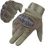 HIKEMAN Full Finger Gloves for Men and Women Touch Screen Hard Knuckle Gloves for Outdoor Sports and Work Suitable for Cycling Motorcycle Hiking Climbing Lumbering Heavy Industry(Army green,L)