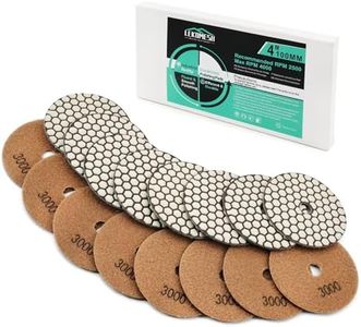 Diamond Polishing Pad Dry LEKOMESH - 8pcs 4-Inch (100mm) #3000 Dry Polishing Wheel Set for Granite Marble Artificial Stone Quartz,Granite Polishing Pads for Grinder or Polisher