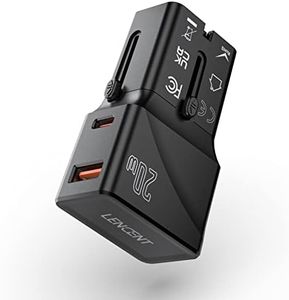 LENCENT International Travel Power Adapter Mini Pocket USB C Charger, PD 20W&QC 3.0 Type-C Fast Charging, Outlet Adaptor, Worldwide Cell Phone Wall Charger Block with UK US EU European Australia