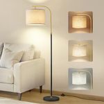 VASAGLE Floor Lamp for Living Room, Modern Arc Standing Lamp, Adjustable Height 150-175 cm, with Foot Switch, Fabric Lampshade, E27 Socket, Ink Black LFL006BD03