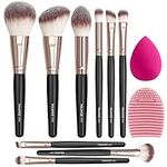 Makeup Brushes, MAANGE 9 Pcs Travel Makeup Brush Set Premium Synthetic Eyeshadow Blush Face Powder Blending Professional Make up Brushes with Makeup Sponge and Brush Cleaner