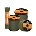 Abma Cord Paracord 550 4mm 15m 100% Nylon Rope Type III 7 Strands Parachute Cord for DIY, Camping, Survival, Outdoor - Max. 250kg - Army Green