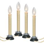7 Inch Electric Window Candles, Plug in Christmas Window Candle Lamp with Black Plum Iron Base and 7W Bulb, Electric Window Candle Lights with On/Off Switch for Home Table Holiday Xmas Decor- 4 Pack