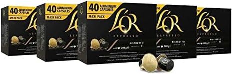 L'OR Espresso Coffee Ristretto Intensity 11 - Nespresso®* Compatible Aluminium Coffee Capsules - 5 Packs of 40 Capsules (200 Drinks)