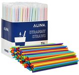 ALINK 500 Count Assorted Colored Drinking Straws, Individually Wrapped Plastic Disposable Straight Straws - 7.75" x 0.23"