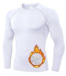 WRAGCFM White Thermal Compression Shirts for Men Long Sleeve Winter Gear Athletic Workout Base Layer Top Cold Weather Warm Running T-Shirt