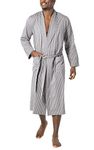 PajamaGram Mens Robe - Men's Bathrobes, Charcoal Stripes, Small