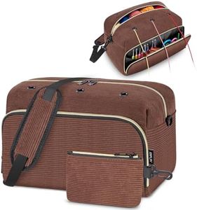 IBFUN Crochet Yarn Knitting Bag 2 Pcs Yarn Storage Organizer Crocheting Bags for Beginners with Shoulder Strap for Knit Accessories Needles Hooks