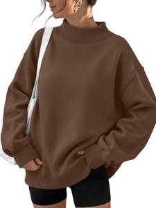 Trendy Queen Womens Mock Neck Sweatshirt Oversized Casual Fall Clothes 2026 | Fleece lined, comfort sweater, slight stretch material, travel ariport outfits, hoodie, winter fashion outfits, loungewear