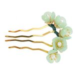 Lurrose Chinese Hair Chopstick Jade Hair Stick U Shaped Hair Fork Classical Hanfu Hair Decoration Chinese Traditional Style Flower Hairpin for Girl Women